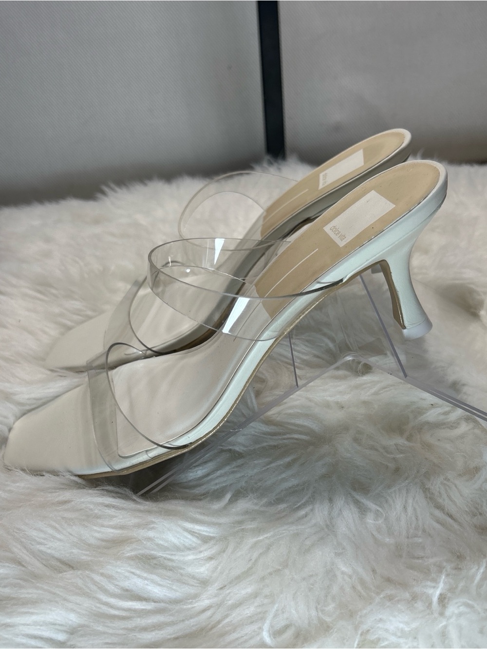 Dolce Vita White Mule Sandals with Clear Straps - Picture 2 of 8
